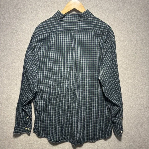 Brooks Brothers 1818 Regent Shirt XXL Mens Green Navy Plaid Cotton Button Down - Picture 7 of 7